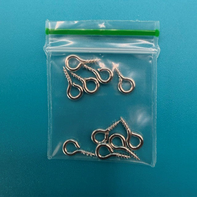 Screw in Eye Hooks (10) Silver Colour