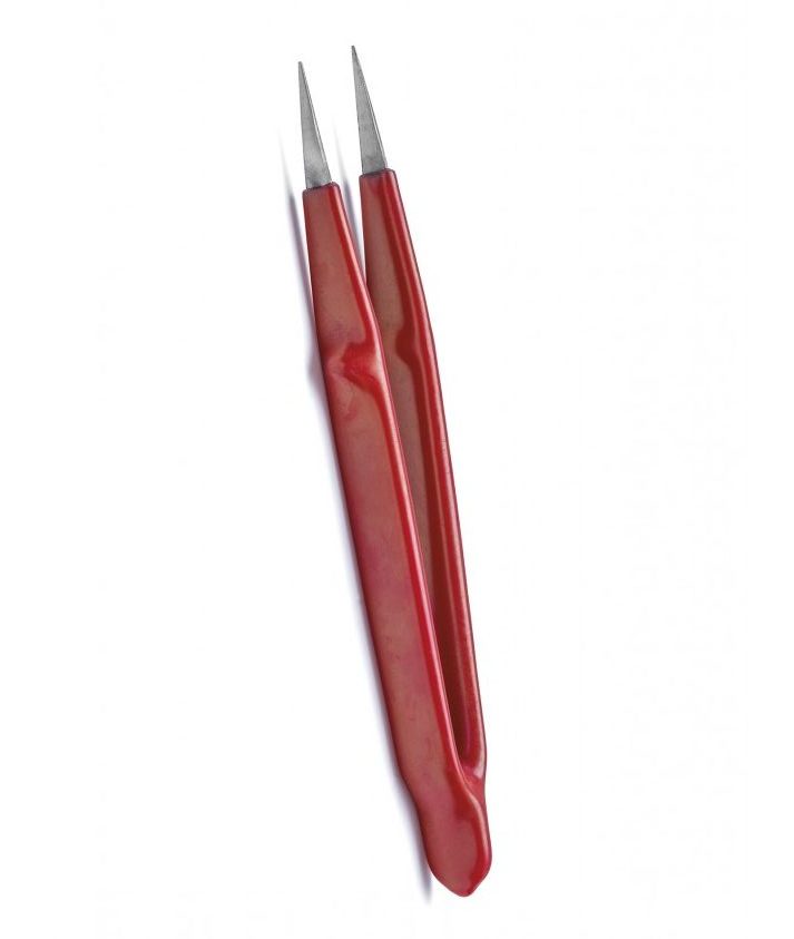 Straight Thin Nose Tweezers by Amati with a rubber handle image 0