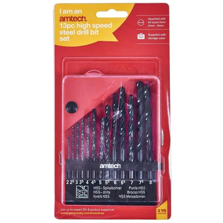 AMTECH F1100 13 Piece high speed steel (HSS) drill set - large image 1