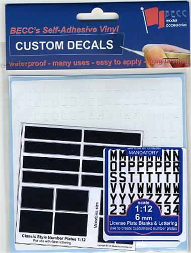 BECC Classic White 6mm Vinyl Number Plate Set