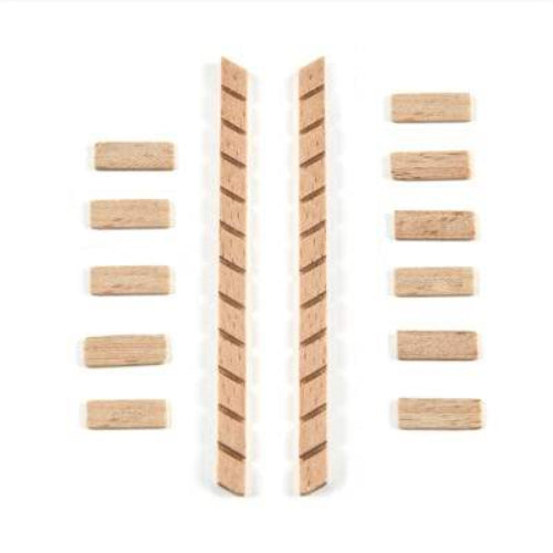 Wooden blocks with striped patterns on a white background