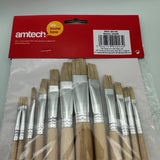 Amtech S4145 12 Piece flat tip art brush set image 1