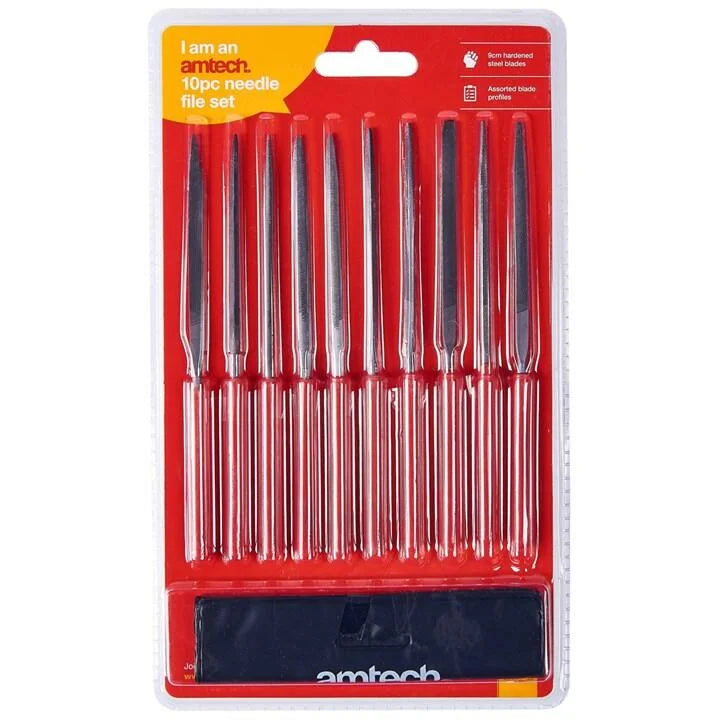 Amtech E1750 10 Piece 140mm (5.5")steel needle file set image 0
