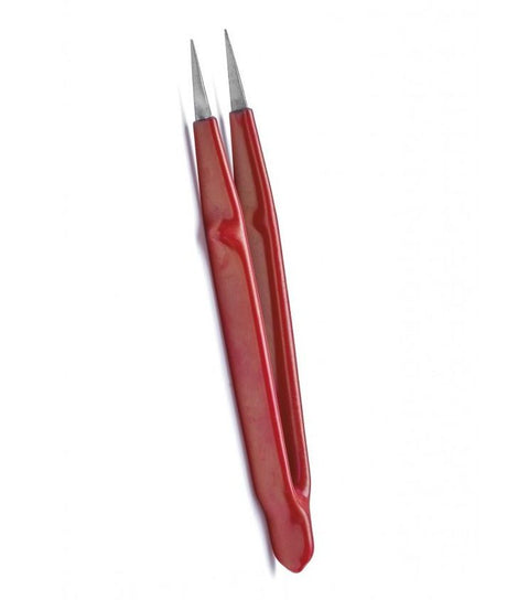 Straight Thin Nose Tweezers by Amati with a rubber handle image 0