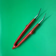Bent Nose Tweezers by Amati with a rubber handle image 0