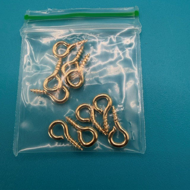 Screw in Eye Hooks (10) Gold Colour
