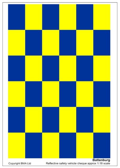 BECC Vehicle Safety Cheque Blue/Yellow 1:18 Scale