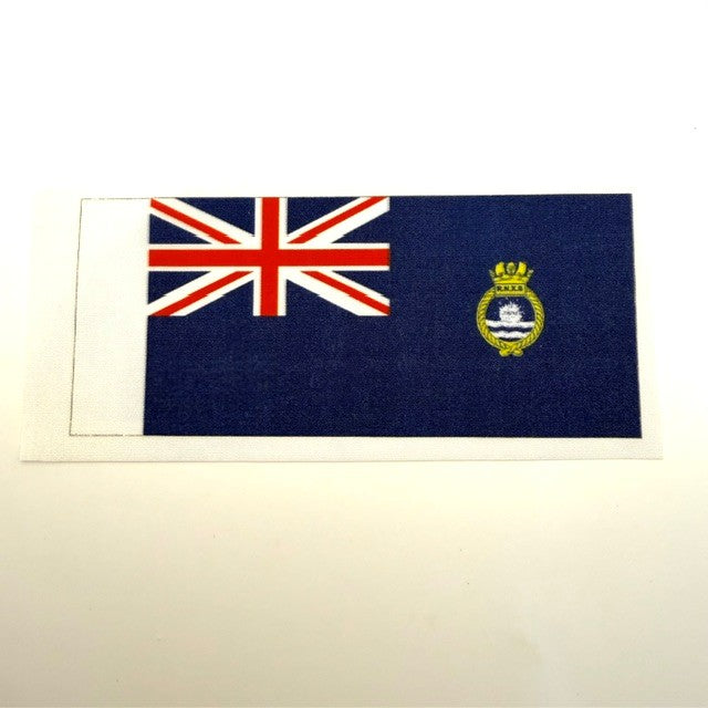 Flag with Union Jack and emblem on a white background
