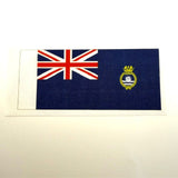 Flag with Union Jack and emblem on a white background
