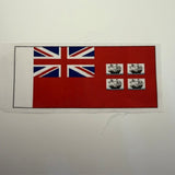 Flag with British Union Jack and images of ships on a white background
