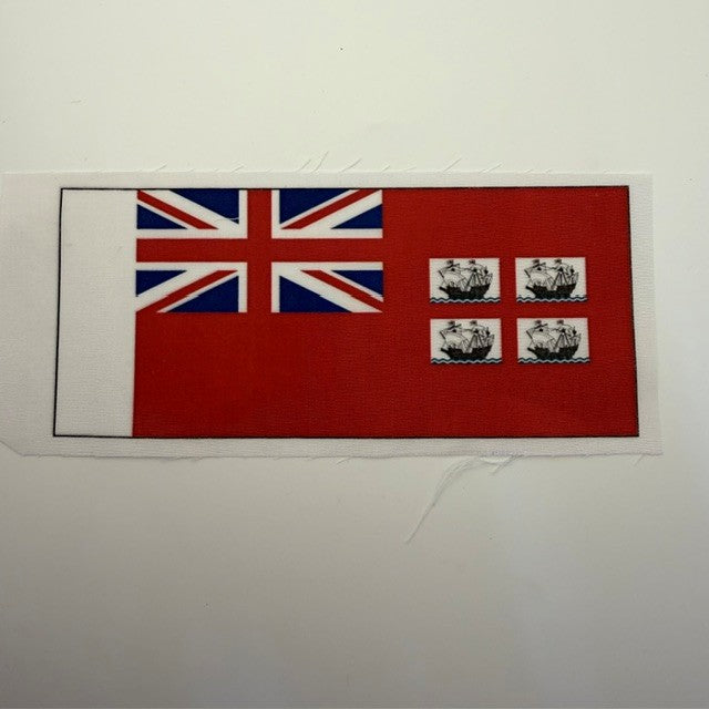 Flag with British Union Jack and images of ships on a white background