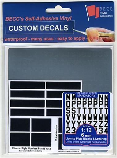 BECC Classic Silver 8mm Vinyl Number Plate Set