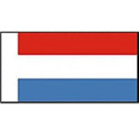 The national flag of the Netherlands, featuring three horizontal bands of red, white, and blue, with a white vertical band on the hoist side.