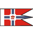 A red, white, and blue royal navy pennant flag with a crown and the text 'POST' in the center, shown on a plain white background.