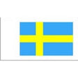 Sweden flag with a yellow cross on a light blue background, shown against a white field.