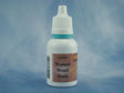A small white plastic bottle of Walnut Wood Stain with a white cap and a brown label, set against a mottled blue background.