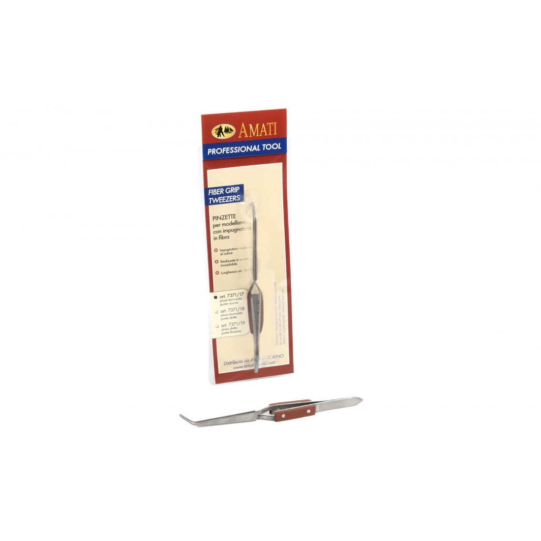 Amati Reverse Action Tweezers Curved Tip/Fibre Grip