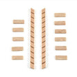 Wooden blocks with striped patterns on a white background