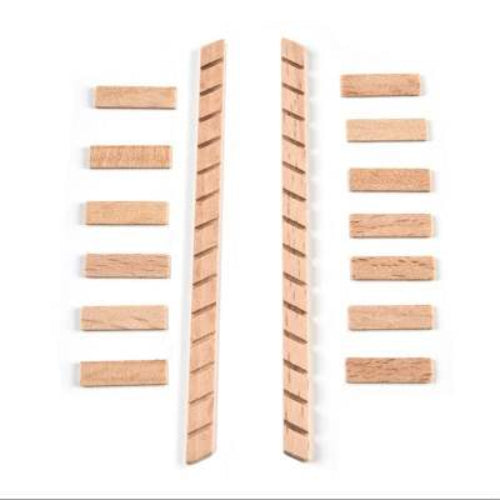 Wooden coasters with striped design on a white background