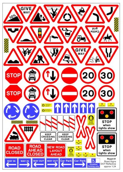 BECC Road Signs Reflective 1:24 Scale