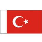 The national flag of Turkey, featuring a red field with a white crescent and star and a white vertical band on the hoist side.